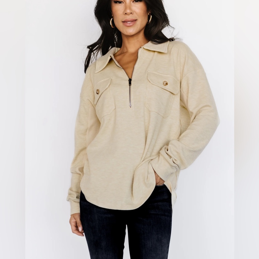 Baltic Born Beige Quarter-Zip Hoodie